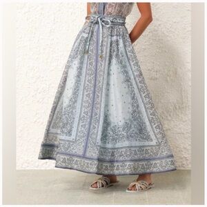 Zimmermann Matchmaker 0 Blue Midi A-Line Skirt